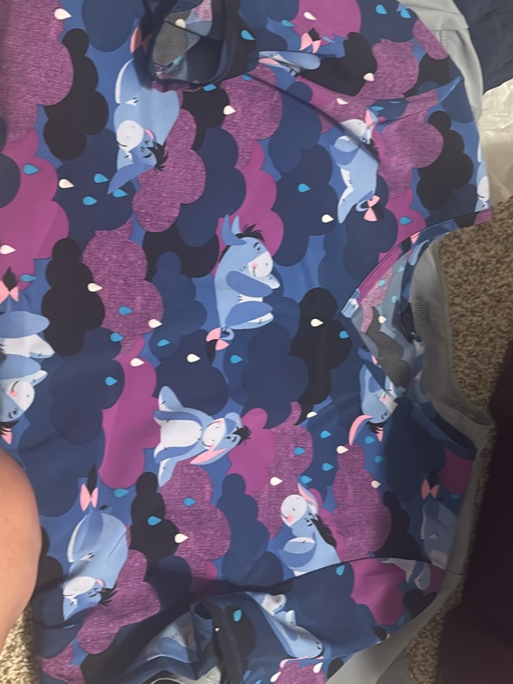 Eeyore Print Pullover Top in Navy, Purple, Pink